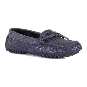 Ross & Snow woman Caterina driving Moccasin suede shearling 8/7 metallic luxury